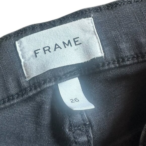 Frame Le High Skinny Jeans Billups Chew Light Black Cropped Stretch Size 26 - Picture 11 of 11